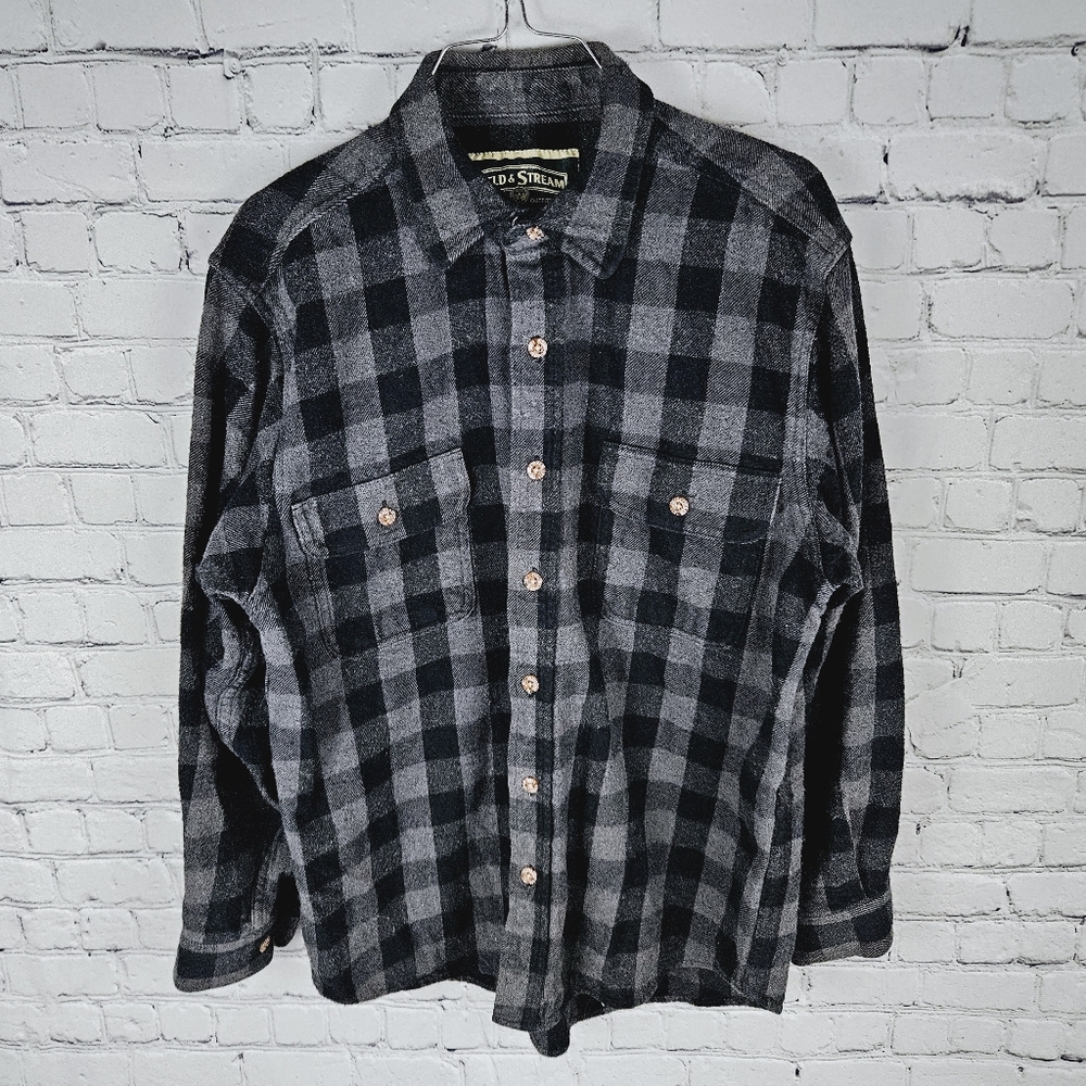 FIELD & STREAM | plaid thick flannel button up long sleeve shirt
